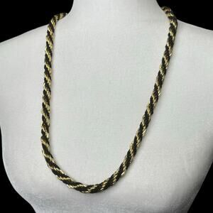 Vintage Sailor Rope Necklace Black Gold Color 30” Mob Wife Aesthetic